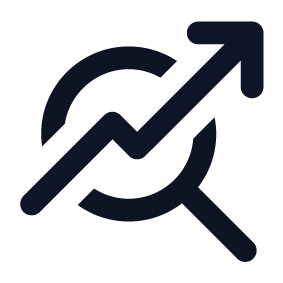 SEO York icon – magnifying glass with growth chart, Paragon Marketing<br />
