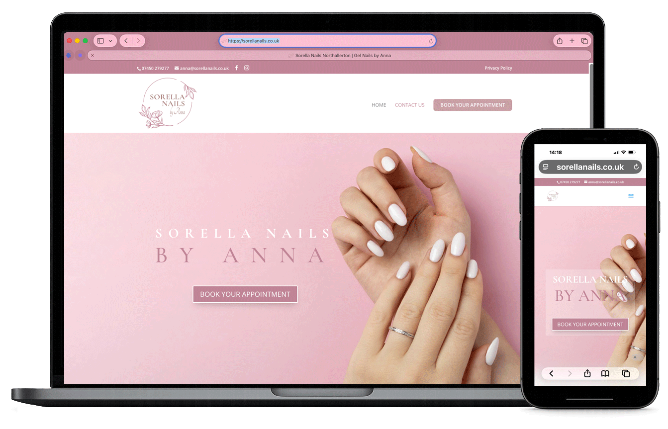 Sorella-nails,-website-design-in-Northallerton