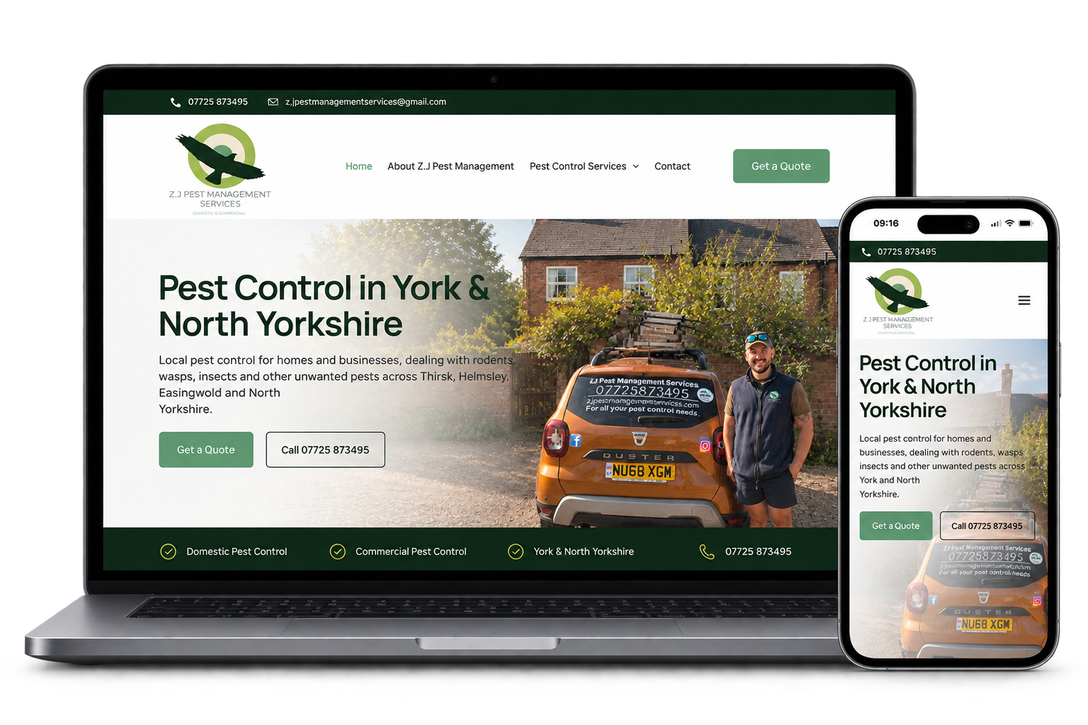 Website design for ZJ Pest management in Thirsk Website design for ZJ Pest management in Thirsk